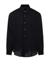 Our Legacy Classic Black Silk Shirt With Contrasting Button Closure In Black