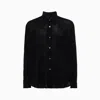 Our Legacy Classic Black Silk Shirt With Contrasting Button Closure In Nero Lavato