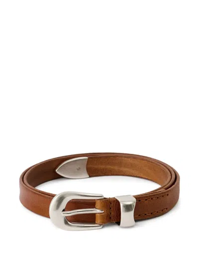 Our Legacy Cognac Leather Belt In Pattern