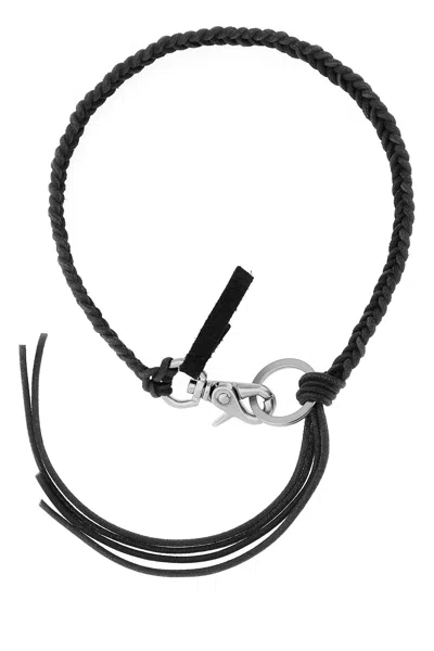 Our Legacy Black Leather Ladon Necklace In White