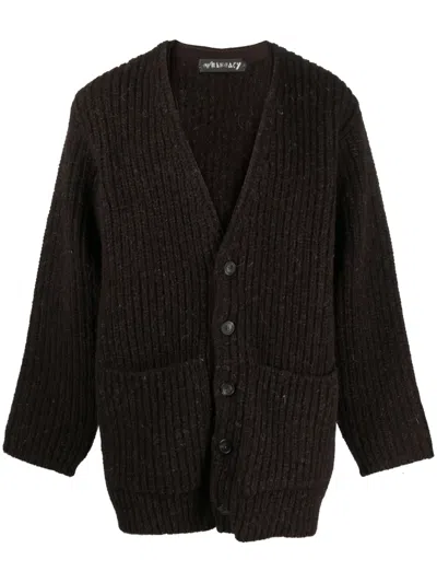 Our Legacy Colossal V-neck Wool Cardigan In Brown
