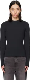 Our Legacy Slim Fit Long Sleeve Ribbed Crew Sweater In Black
