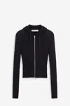 Our Legacy Hooded Zip-up Knit Sweater With Ribbed Details In Black