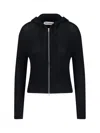 Our Legacy Hooded Zip-up Knit Sweater With Ribbed Details In Black