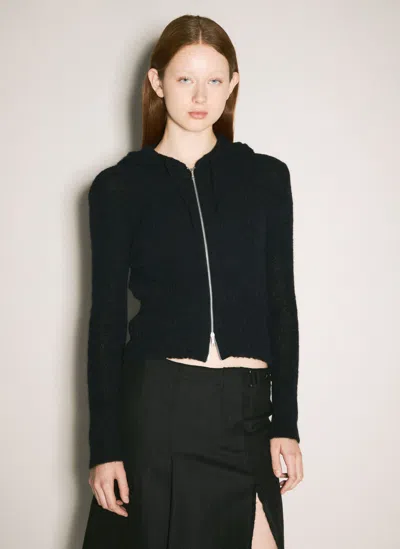 Our Legacy Compact Hooded Zip-up Cardigan In Black
