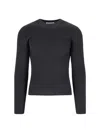 Our Legacy Slim Fit Long Sleeve Ribbed Crew Sweater In Black