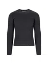 Our Legacy Slim Fit Long Sleeve Ribbed Crew Sweater In Black