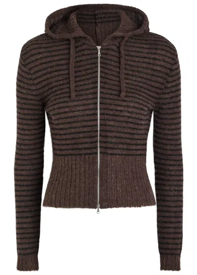 Our Legacy Compact Striped Brushed Alpaca-blend Jumper In Brown