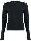 Our Legacy Long-sleeve Fitted Black Sweater With Ruched Detailing In Green