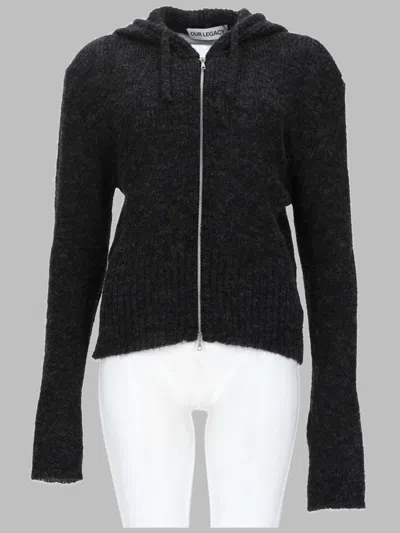 Our Legacy Compact Zip-front Alpaca & Wool Sweater In Gray