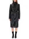 Our Legacy Leather Texture Long Sleeve Belted Coat In Black