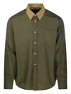 Our Legacy Long Sleeve Shirt With Chest Pocket And Contrast Collar In Green