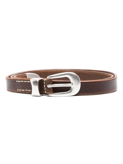 Our Legacy Contrast-stitching Leather Belt In 褐色