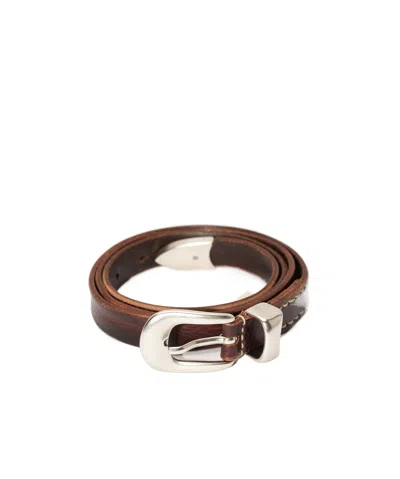 Our Legacy Contrast-stitching Leather Belt In Multicolor