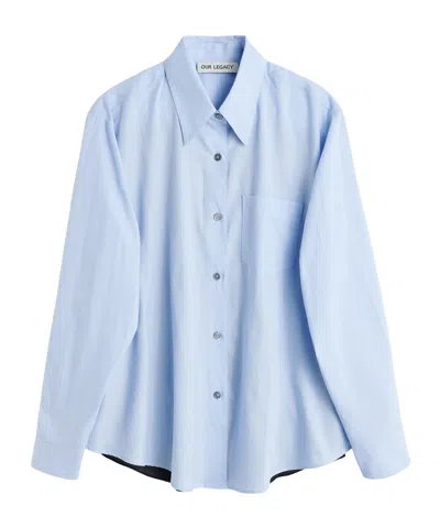 Our Legacy Contrast Striped Cotton Shirt In Blue