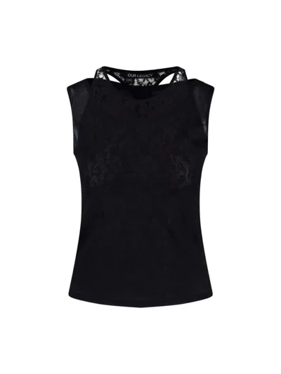 Our Legacy Swim Layered-effect Cotton-blend Tank In Black