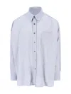 Our Legacy Textured Fabric Button-down Collar Shirt In Blue