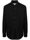 Our Legacy Classic Black Silk Shirt With Contrasting Button Closure In Black