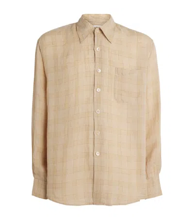 Our Legacy Cotton-linen-blend Check Above Shirt In Brown