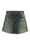Our Legacy Malibu Skirt With Pockets And Frayed Hem In Green