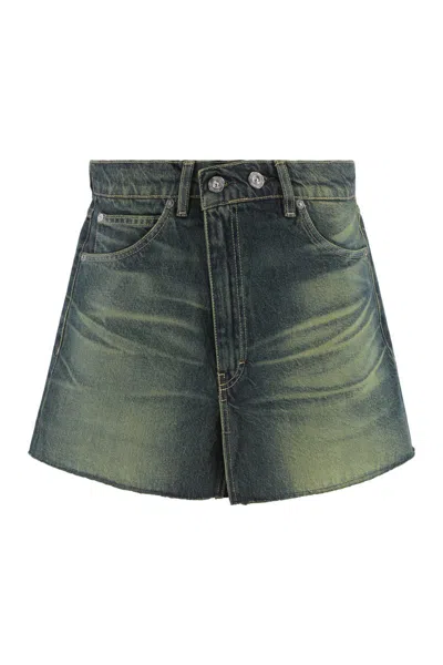 Our Legacy Cover Denim Mini Skirt In Navy