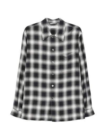 Our Legacy Every Shirt Reno Cowboy Relaxedfit Checked Viscose Shirt In Black