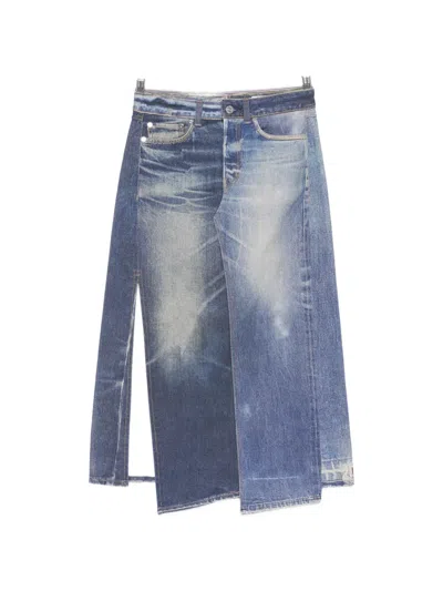 Our Legacy Craft Logo-patch Midi Skirt In Blue