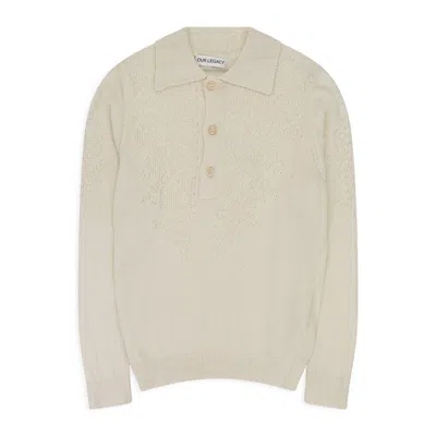 Our Legacy Cream Big Piquet Polo Sweater In Neutral
