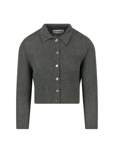 Our Legacy Crop Knit Cardigan In Green