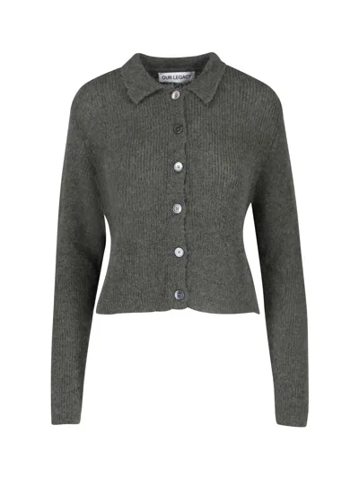 Our Legacy Crop Knit Cardigan In Green