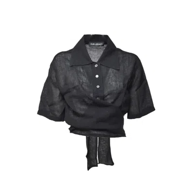 Our Legacy Cropped Black Linen-polyamide Blend Shirt