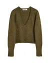 Our Legacy Cropped Brown Knitted Sweater In Green