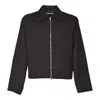 Our Legacy Cropped Minimalist Jacket With Pointed Collar And Zippered Closure In Black