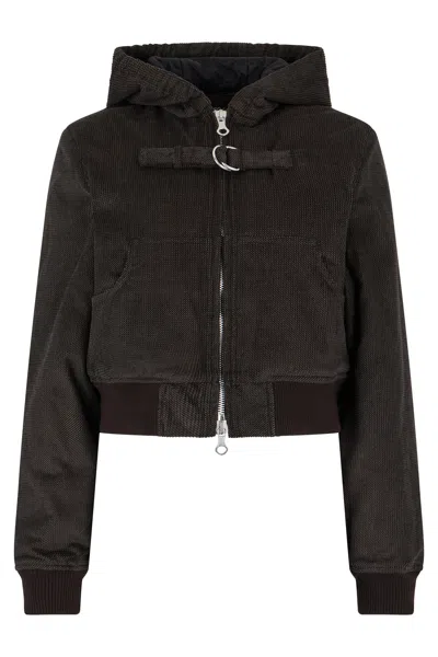 Our Legacy Cropped Padded Jacket With Zip And Hood In Black