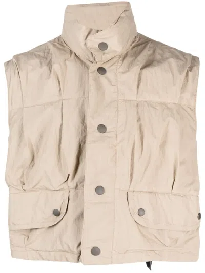 Our Legacy Cropped Poplin-texture Gilet In Animal Print