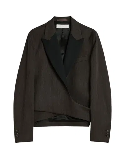 OUR LEGACY CROPPED WRAP BLAZER WITH TEXTURED FABRIC