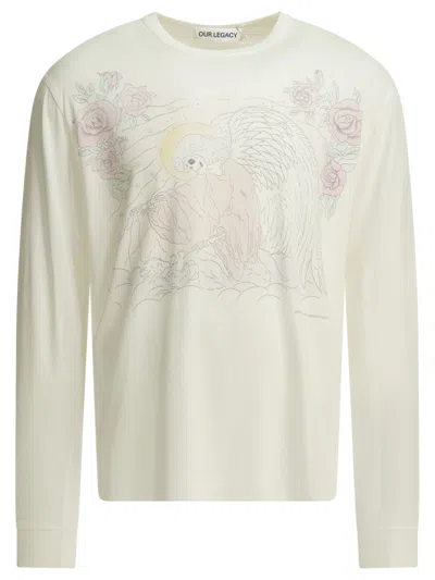 Our Legacy Cruise Crewneck White Cotton T-shirt In Neutral