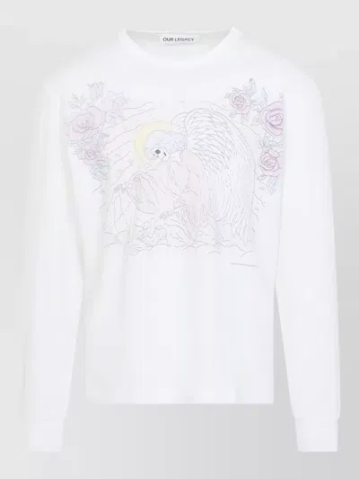 Our Legacy Cruise Jersey Long Sleeve Graphic T Shirt In White