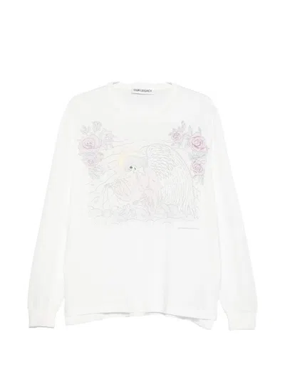Our Legacy Cruise Jersey Long Sleeve Graphic T Shirt In White