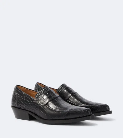 Our Legacy Cypher Croc-effect Leather Loafers In Black