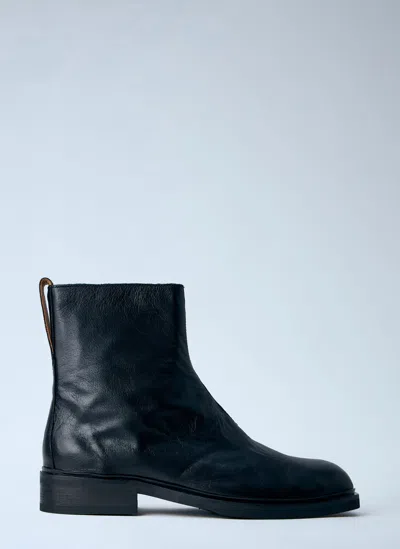 Our Legacy Daimono Zip Leather Boots In Black
