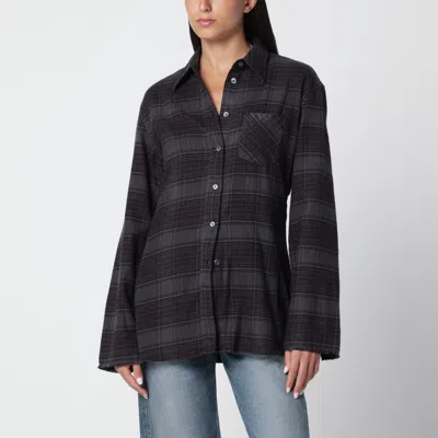 Our Legacy Daisy Checked Cotton Flannel Mini Shirt In Brown