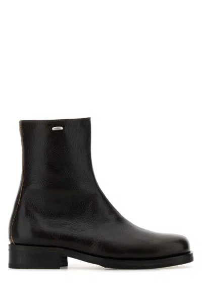 Our Legacy Dark Brown Leather Camion Boots In Black