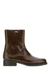 Our Legacy Dark Brown Leather Camion Boots In Green