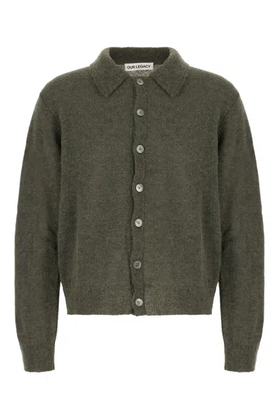 OUR LEGACY DARK GREEN ALPACA BLEND CARDIGAN