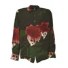 Our Legacy Dark Green Floral Print Long-sleeve Button-up Shirt In Green
