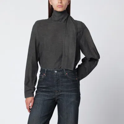 OUR LEGACY OUR LEGACY  DARK GREY COTTON AND WOOL BLOUSE