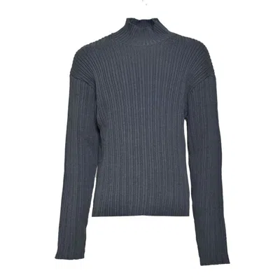 OUR LEGACY DARK GREY WOOL FUNNEL NECK SWEATER
