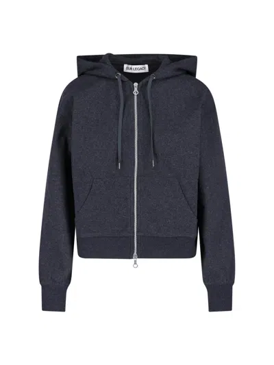 Our Legacy Dark Heathered Zip-up Cropped Hoodie In Black