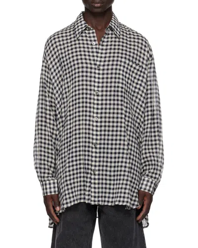 Our Legacy Darling Checkerboard-print Shirt In Black